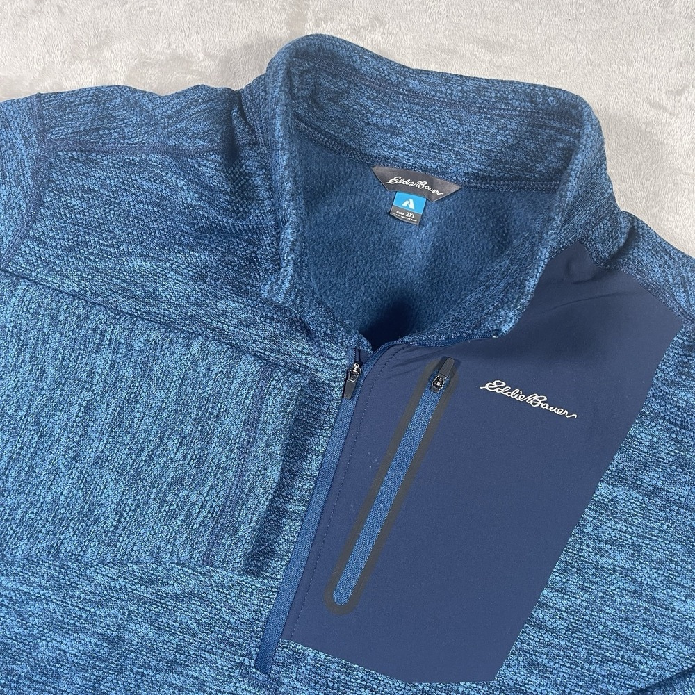 Eddie Bauer First Ascent 1/4 Zip Fleece Pullover Jacket Mens 2XL Blue Heather